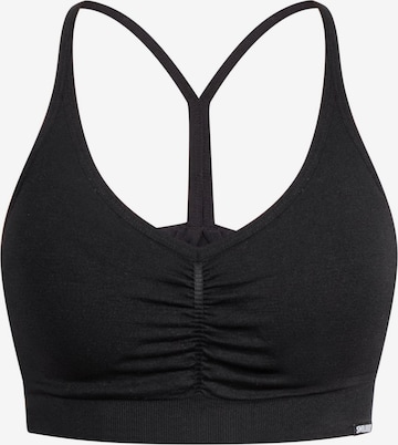 Smilodox Bustier Sport-BH ' Solid Scrunch ' in Schwarz: predná strana