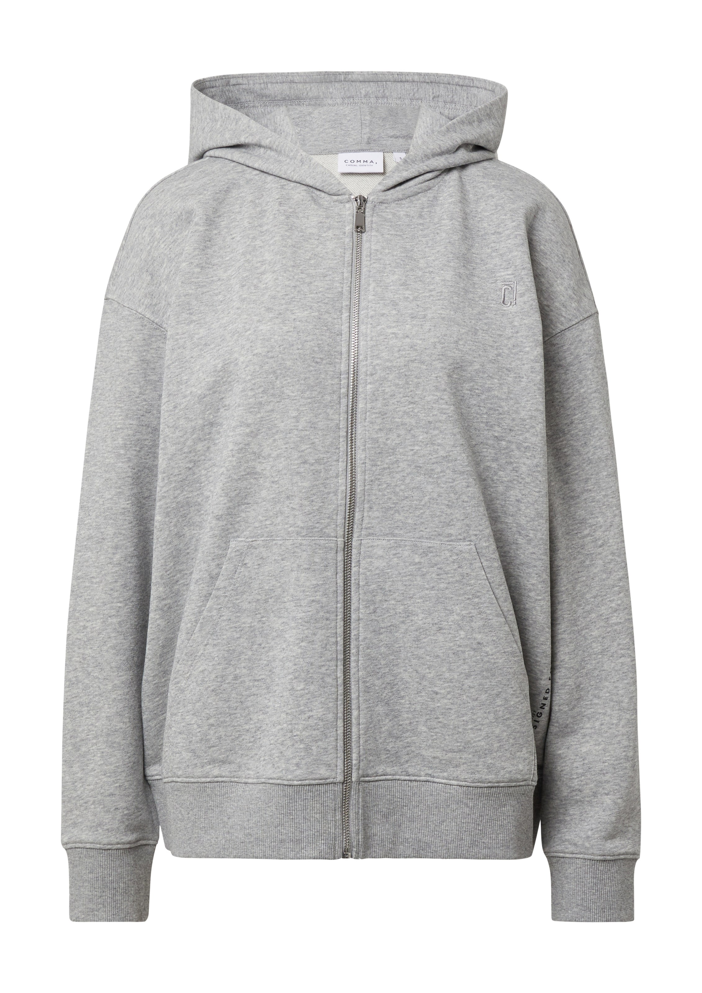 COMMA Sweatjacke in hellgrau / schwarz, Produktansicht