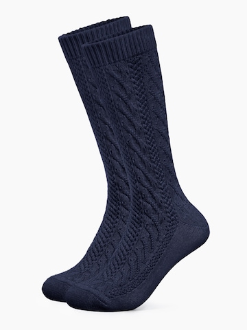 HerzSticht Traditional socks 'Bergdistel' in Blue: front