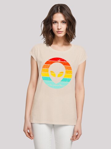F4NT4STIC Shirt 'Alien Retro Sonnenuntergang' in Beige: voorkant