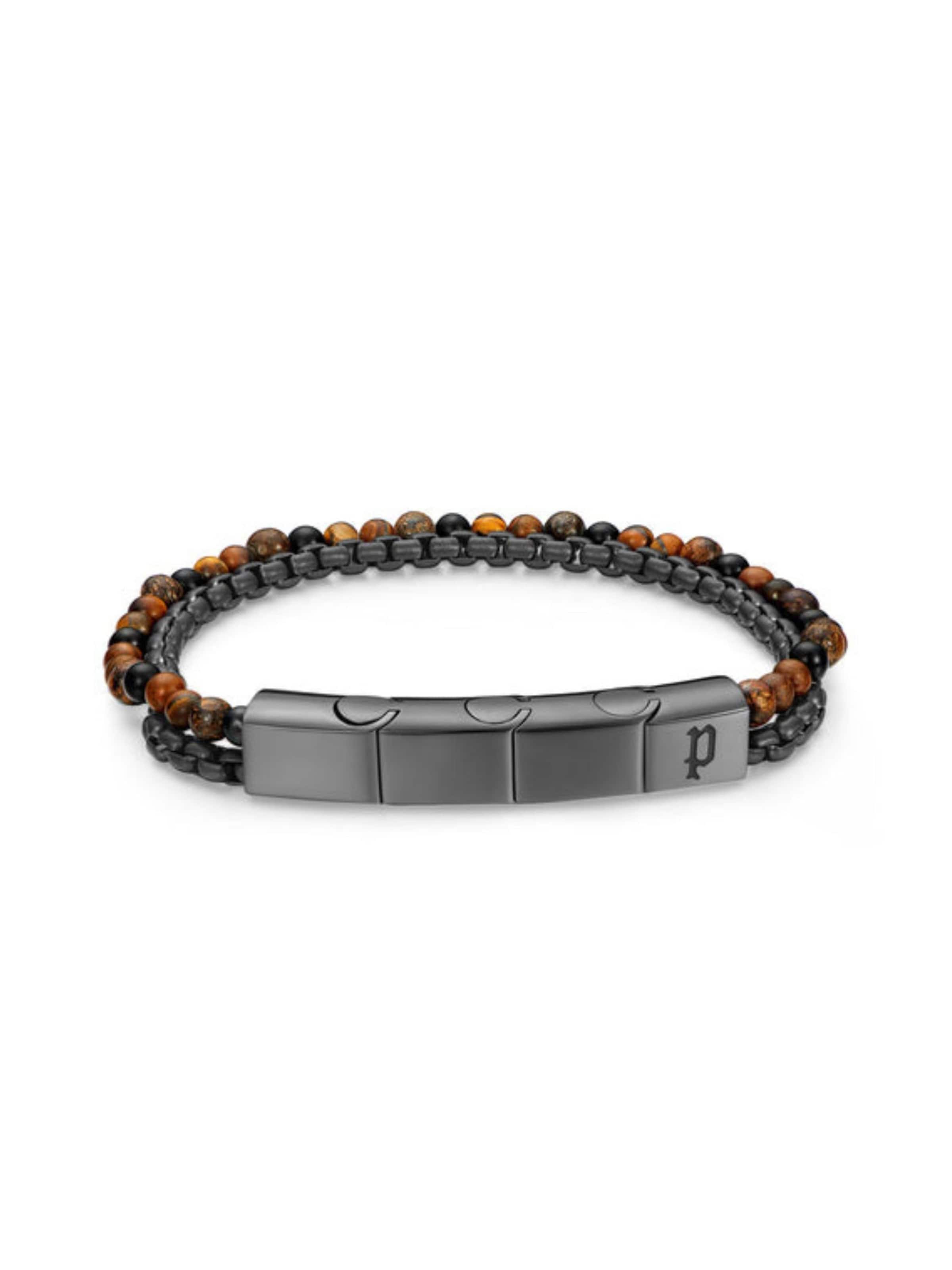 Bracelet 'Double Impact' POLICE en marron : devant