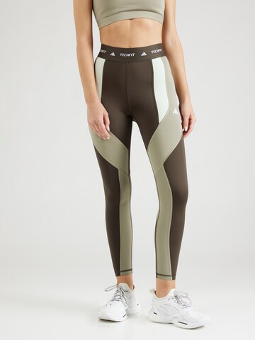 ADIDAS PERFORMANCE Skinny Παντελόνι φόρμας σε πράσινο: μπροστά