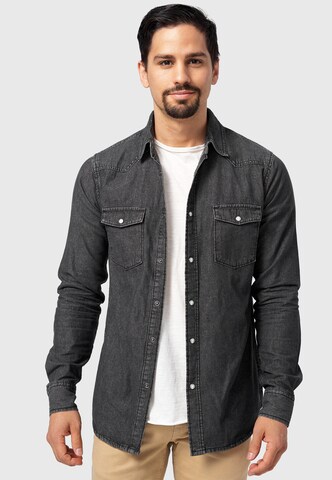 INDICODE JEANS Regular Fit Hemd ' Mike ' in Schwarz: predná strana