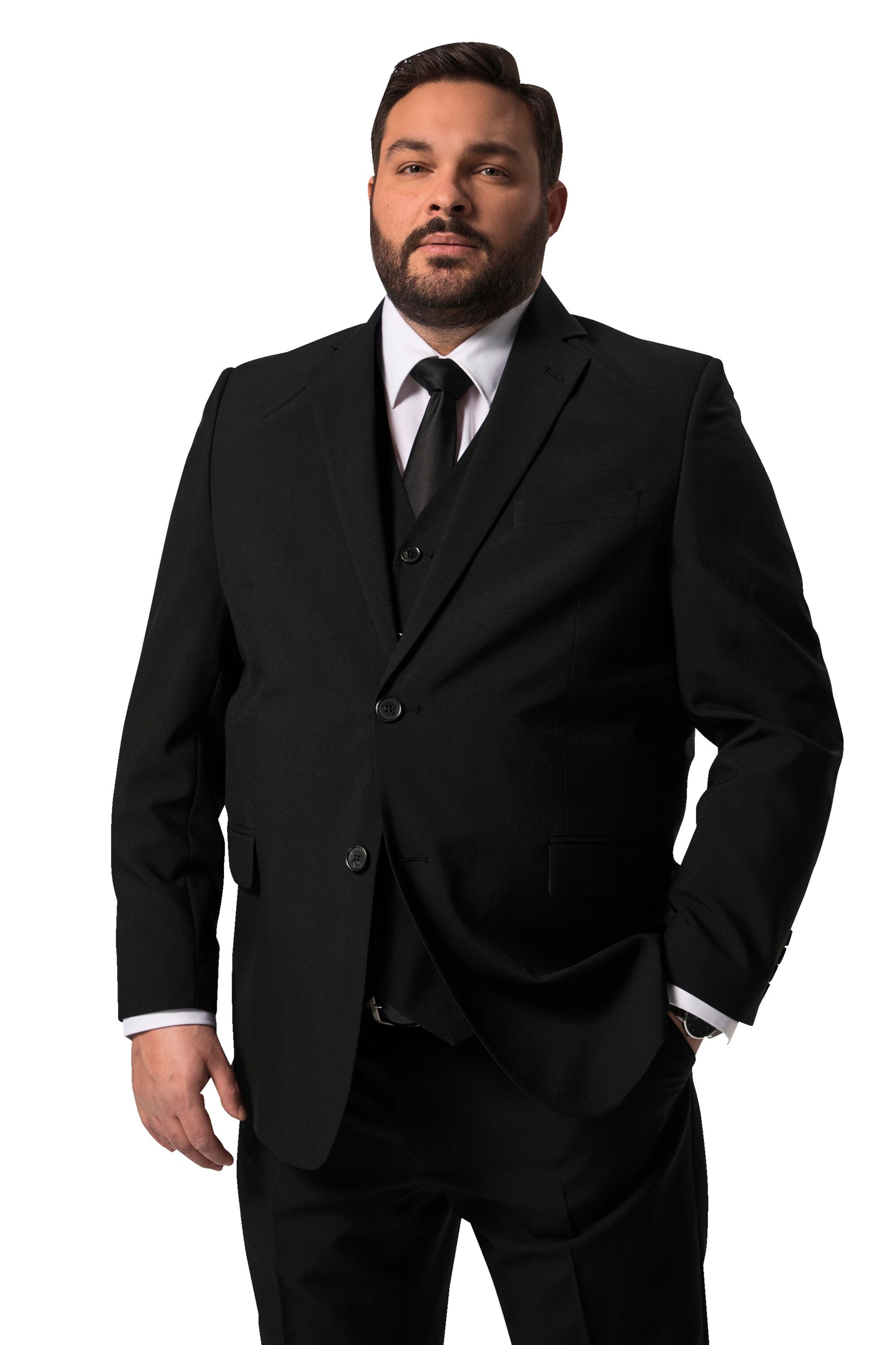 Men Plus Regular fit Blazer 'Madrid' in Black: front