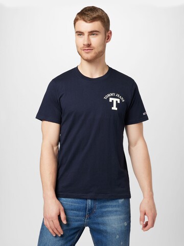 Tricou 'LETTERMAN' de la Tommy Jeans pe albastru: față