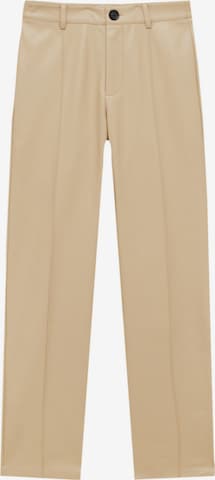 Pull&Bear Trousers with creases in Beige: front