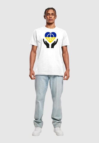 Merchcode T-Shirt 'Peace - Hand Peace Heart' in Weiß