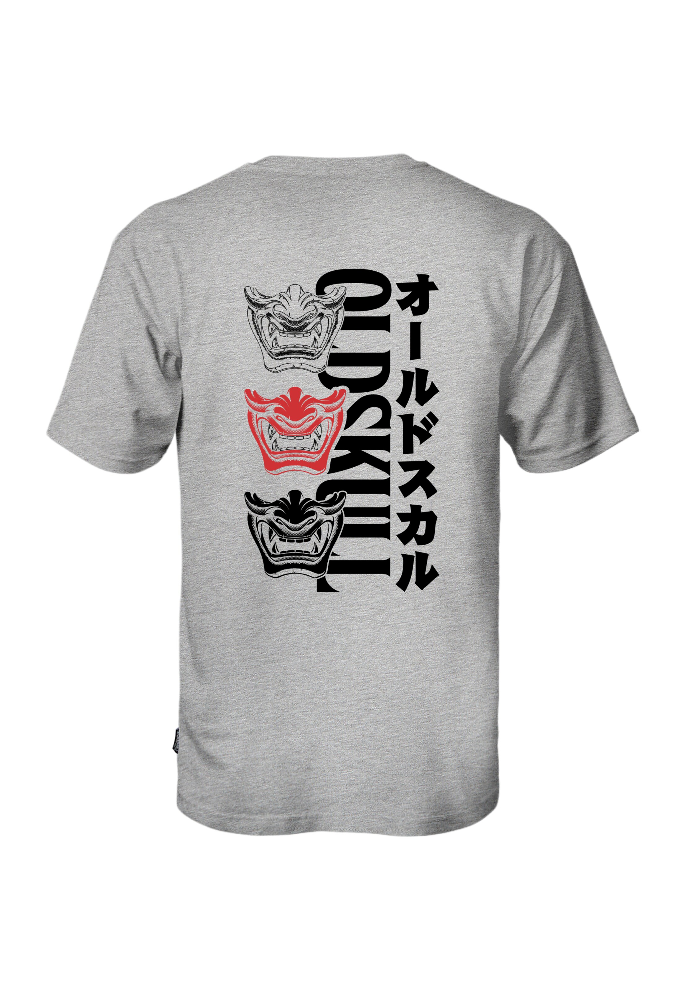 Oldskull Shirt 'Asian Triple Mask' in Grey: front