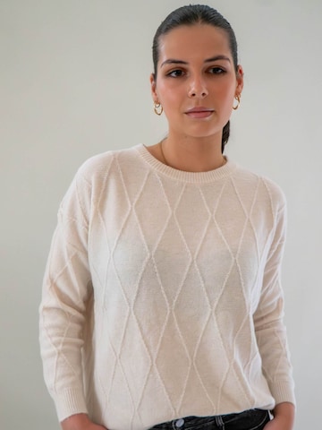 WEARABLE STORIES Pullover 'Manou' in Beige