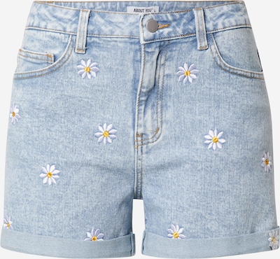 ABOUT YOU Shorts 'Sarah' in blue denim / orange / weiß, Produktansicht