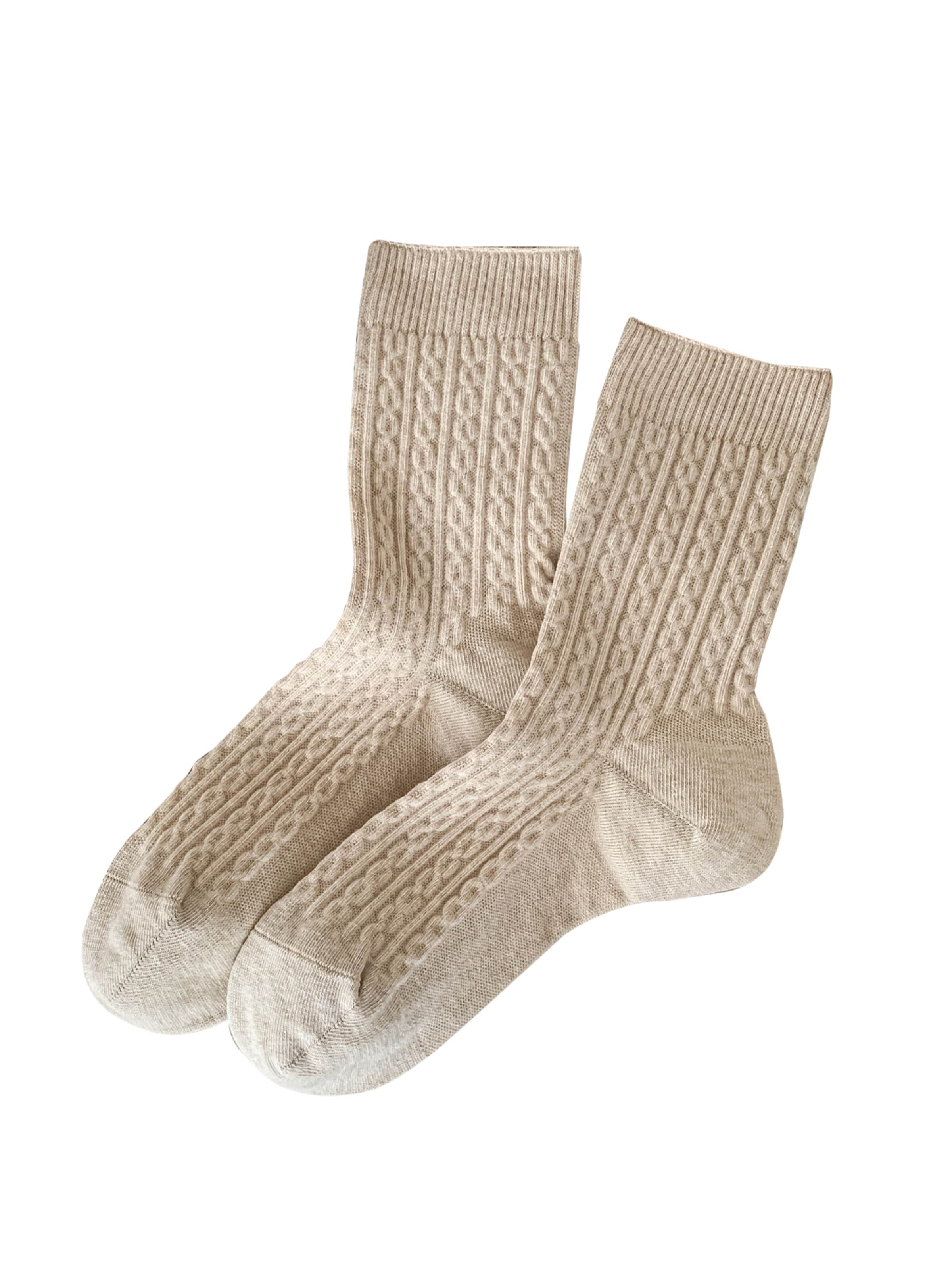 Millo Socks 'Cosy Twist' in Beige: front