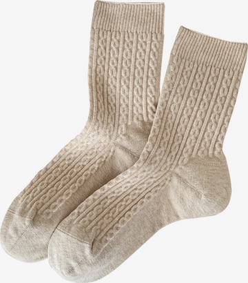 Millo Socks 'Cosy Twist 10' in Beige: front