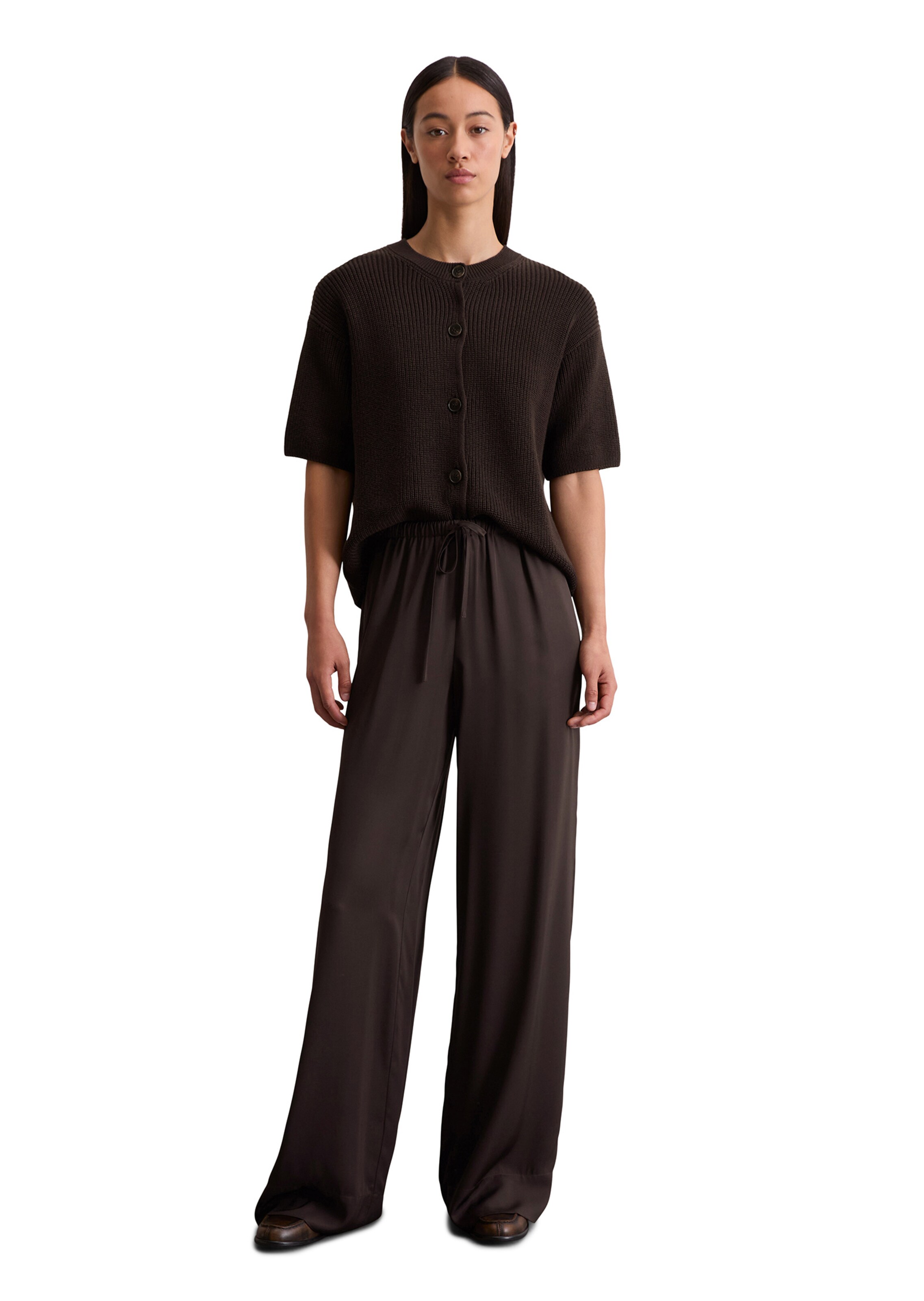 Marc O'Polo Wide Leg Hose in Braun