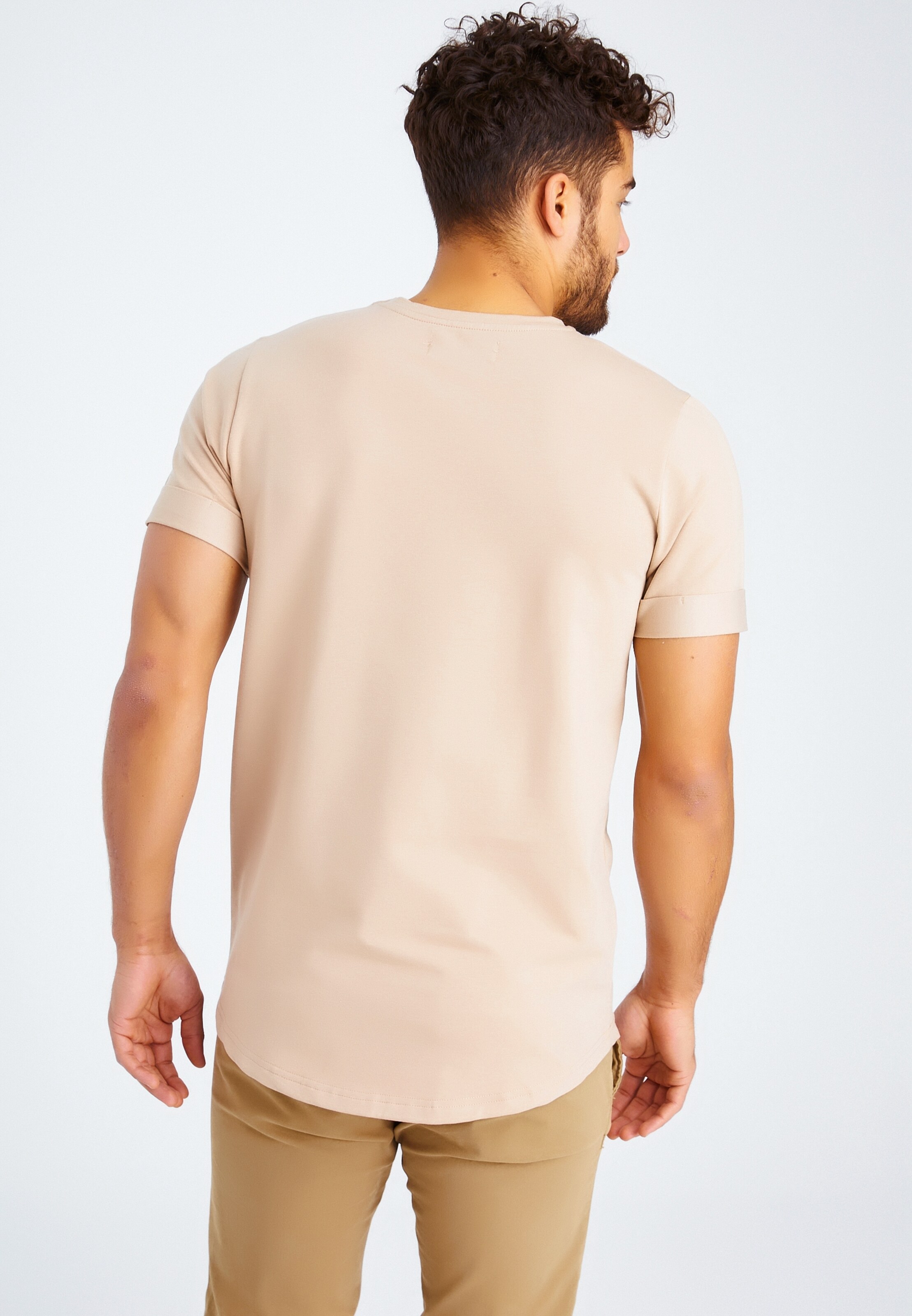 Männer Shirts Leif Nelson T-Shirt Rundhals 'LN-6368' in Beige - BQ89605