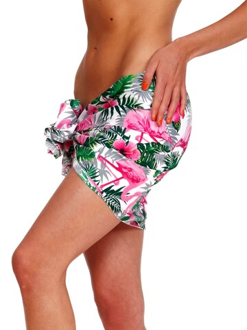 Telo da mare 'Flamingo Flowers' di King Kameha in bianco