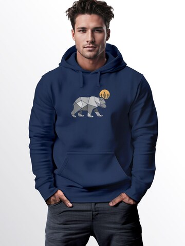 Neverless Sweatshirt 'Polygon Bär' in Blue: front