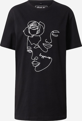 Merchcode Shirt 'One Line Rose' in Zwart: voorkant