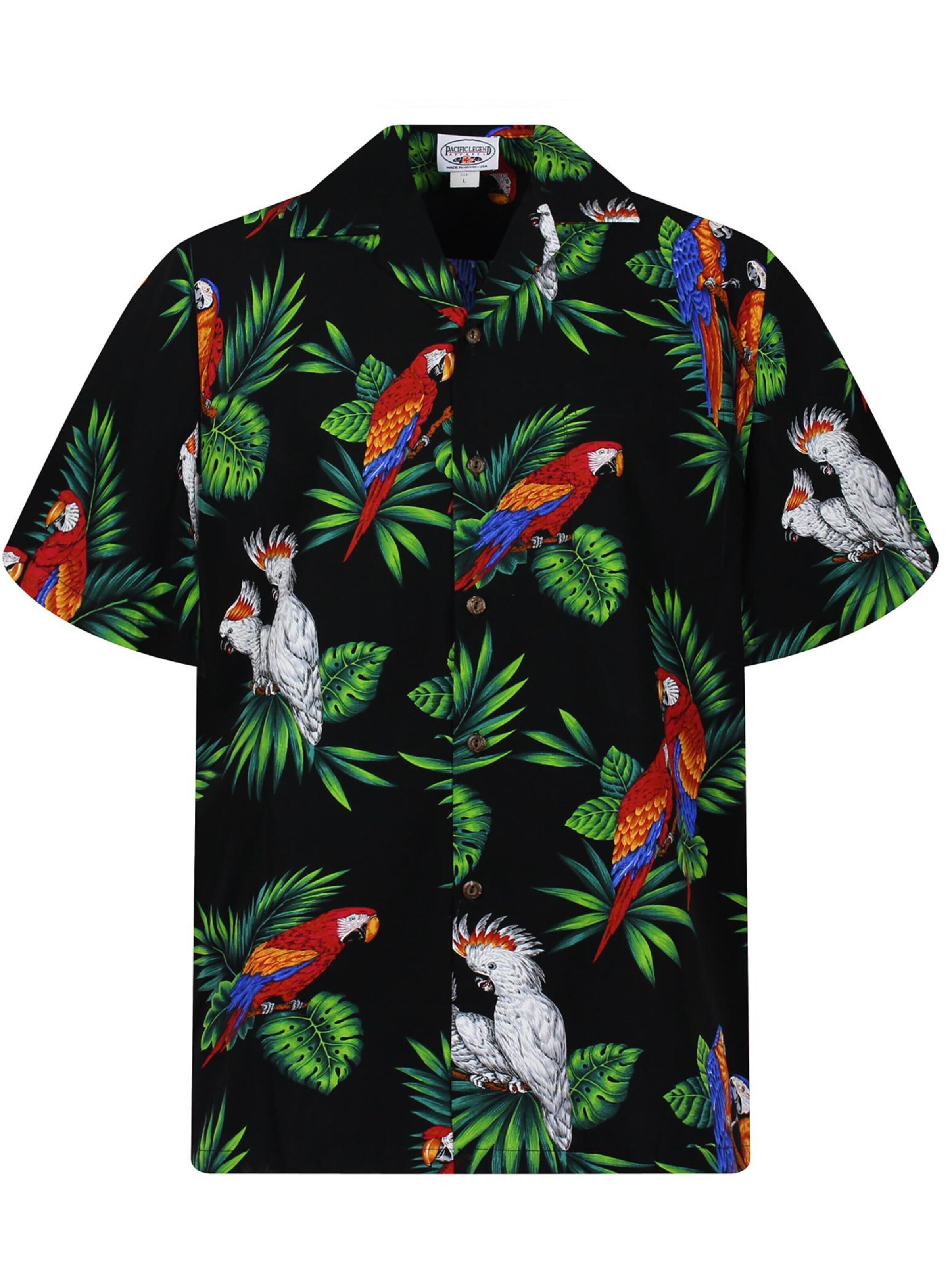 Pacific Legend Hemd 'Kakadu'‌‌‌‌ in Schwarz: Vorderseite