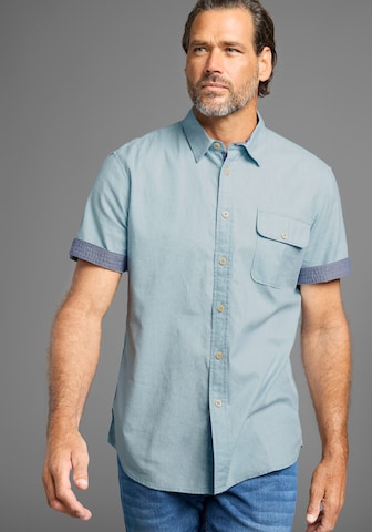 Man's World Comfort fit Button Up Shirt in Blue: front