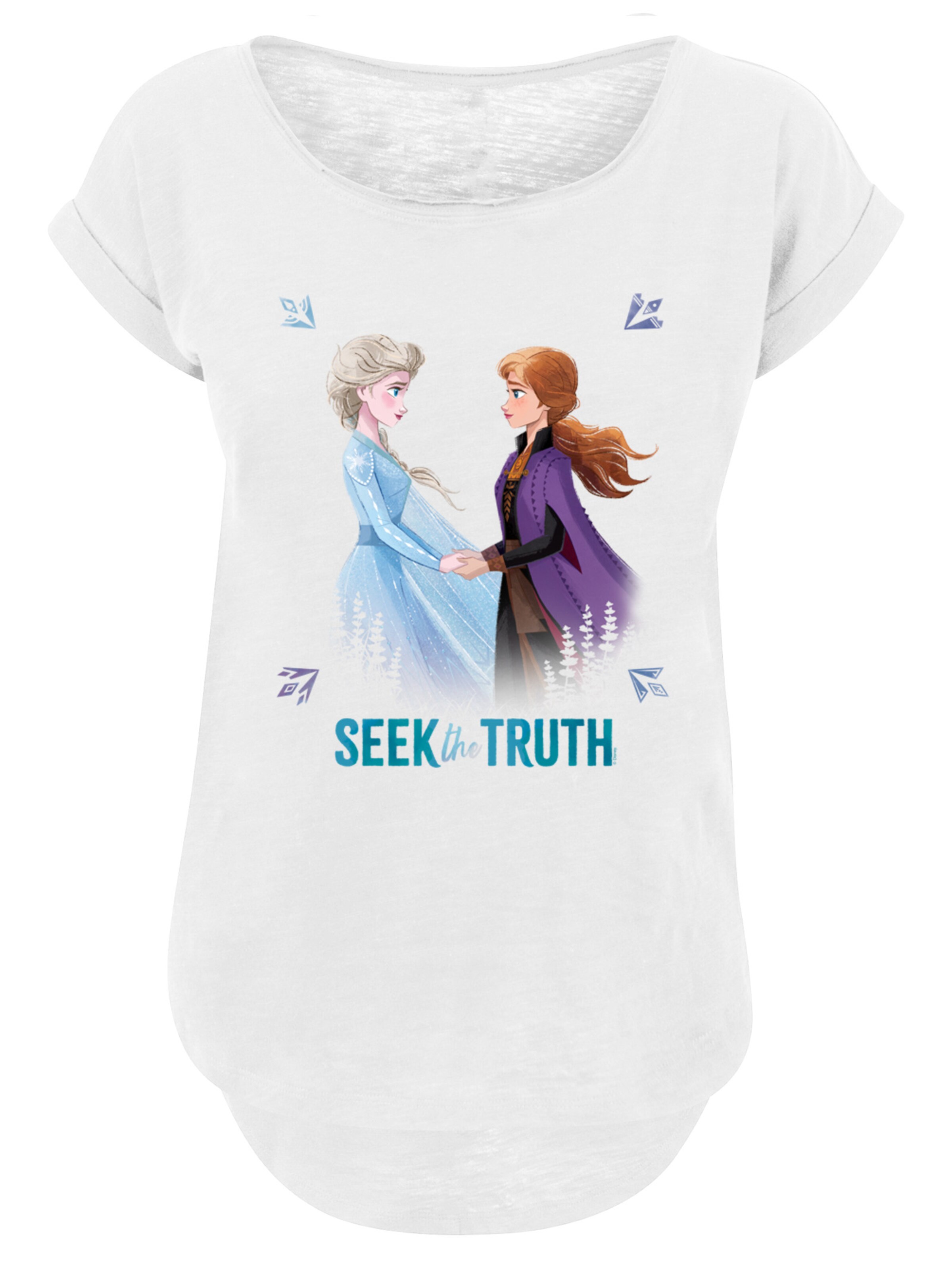 F4NT4STIC Shirt 'Disney Frozen 2 Elsa And Anna Seek The Truth' in Wit: voorkant