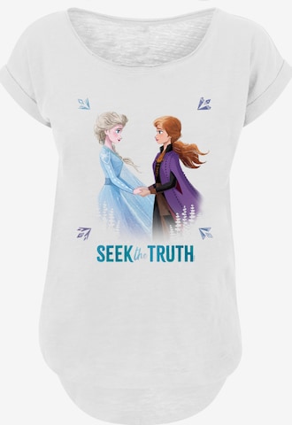 T-shirt 'Disney Frozen 2 Elsa And Anna Seek The Truth' F4NT4STIC en blanc : devant