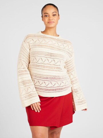 Vero Moda Curve Pullover 'CLAMAR' in Beige: predná strana