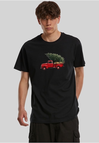 Mister Tee Shirt 'Christmas Tree Pickup' in Zwart: voorkant