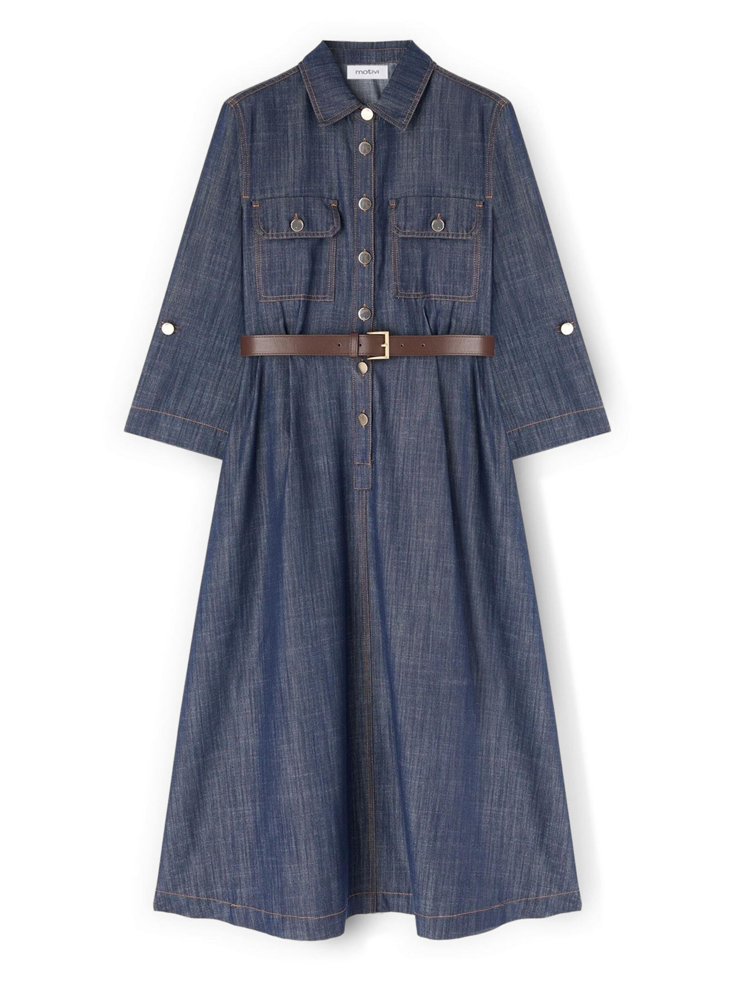 MOTIVI - Vestido camisero en azul: frente