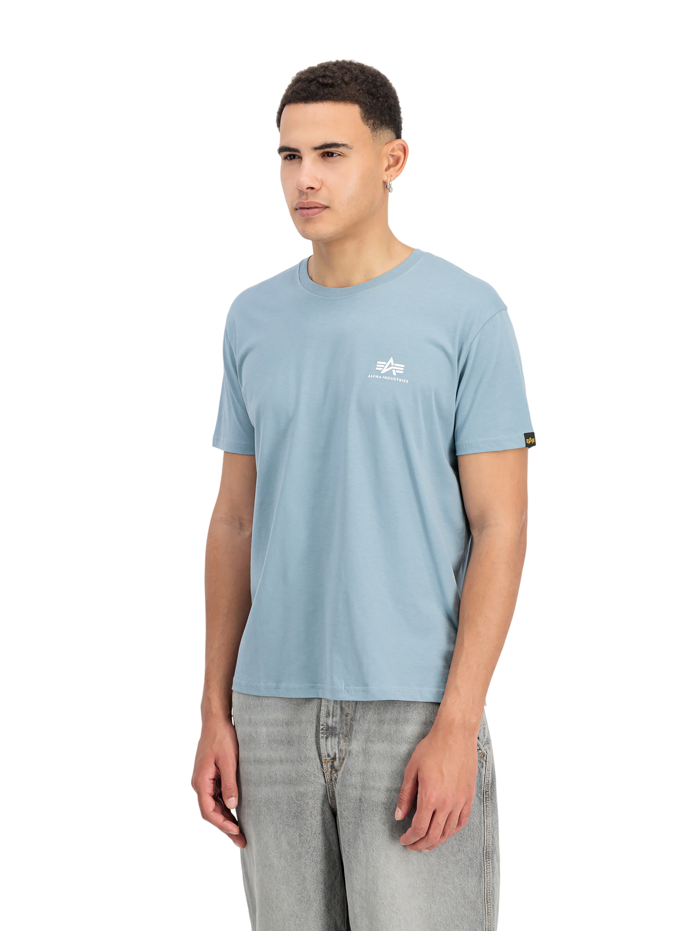 ALPHA INDUSTRIES Shirt 'Basic Small Logo'‌‌ in Blau: Vorderseite