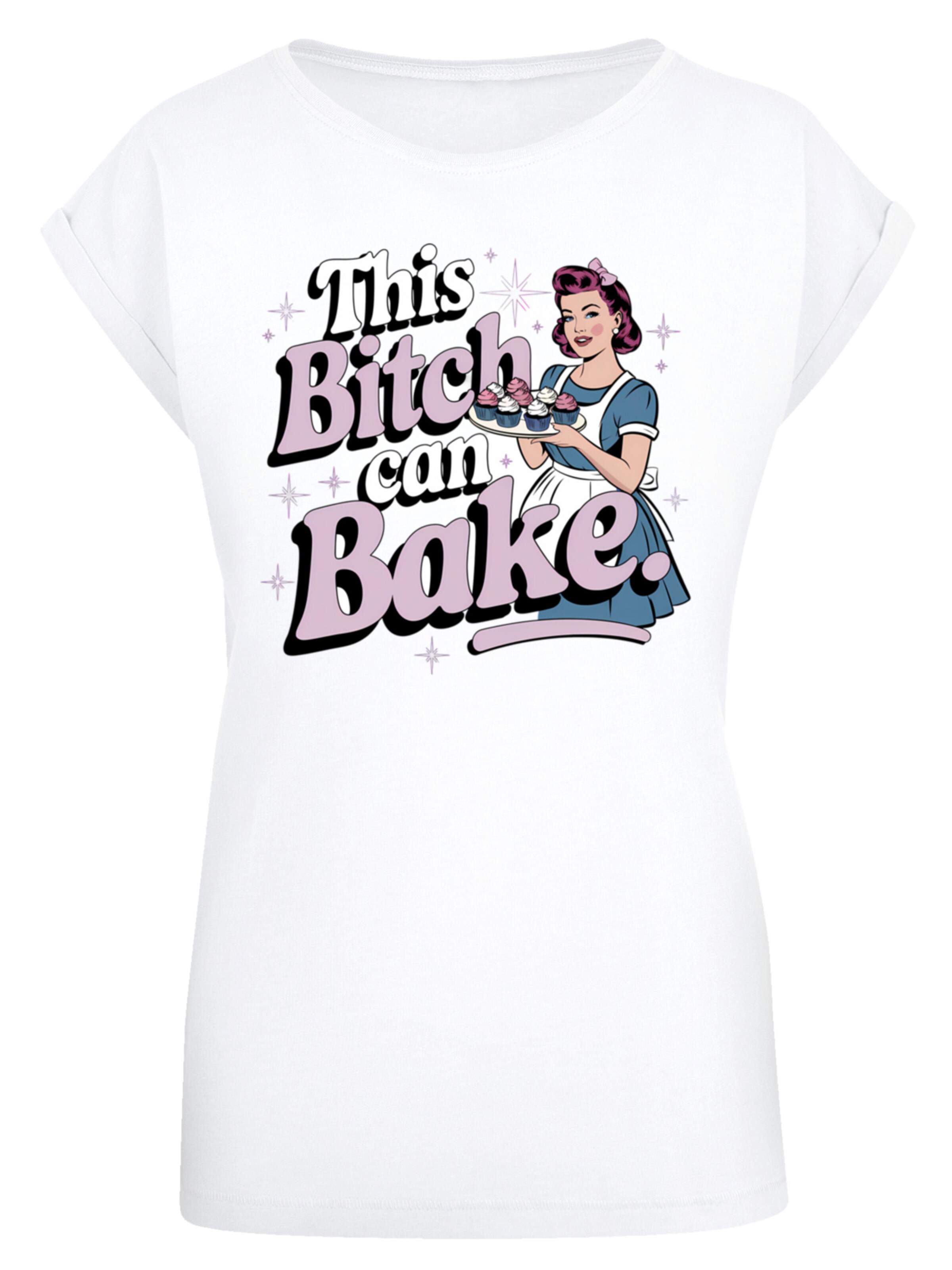 F4NT4STIC Shirt 'Vintage Pin Up Bäckerin' in Wit: voorkant