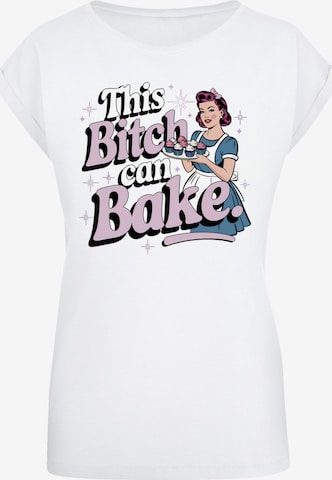 F4NT4STIC Shirt 'Vintage Pin Up Bäckerin' in Wit: voorkant