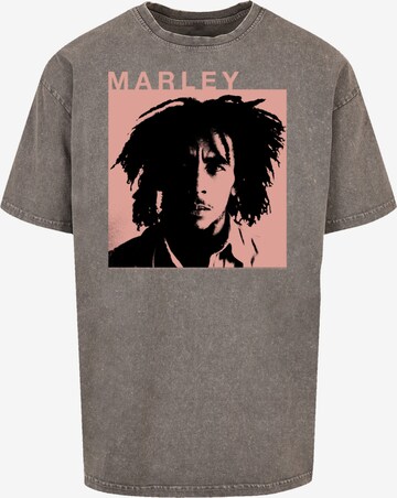 F4NT4STIC Shirt 'Bob Marley Reggae Music by Rock Off' in Grijs: voorkant