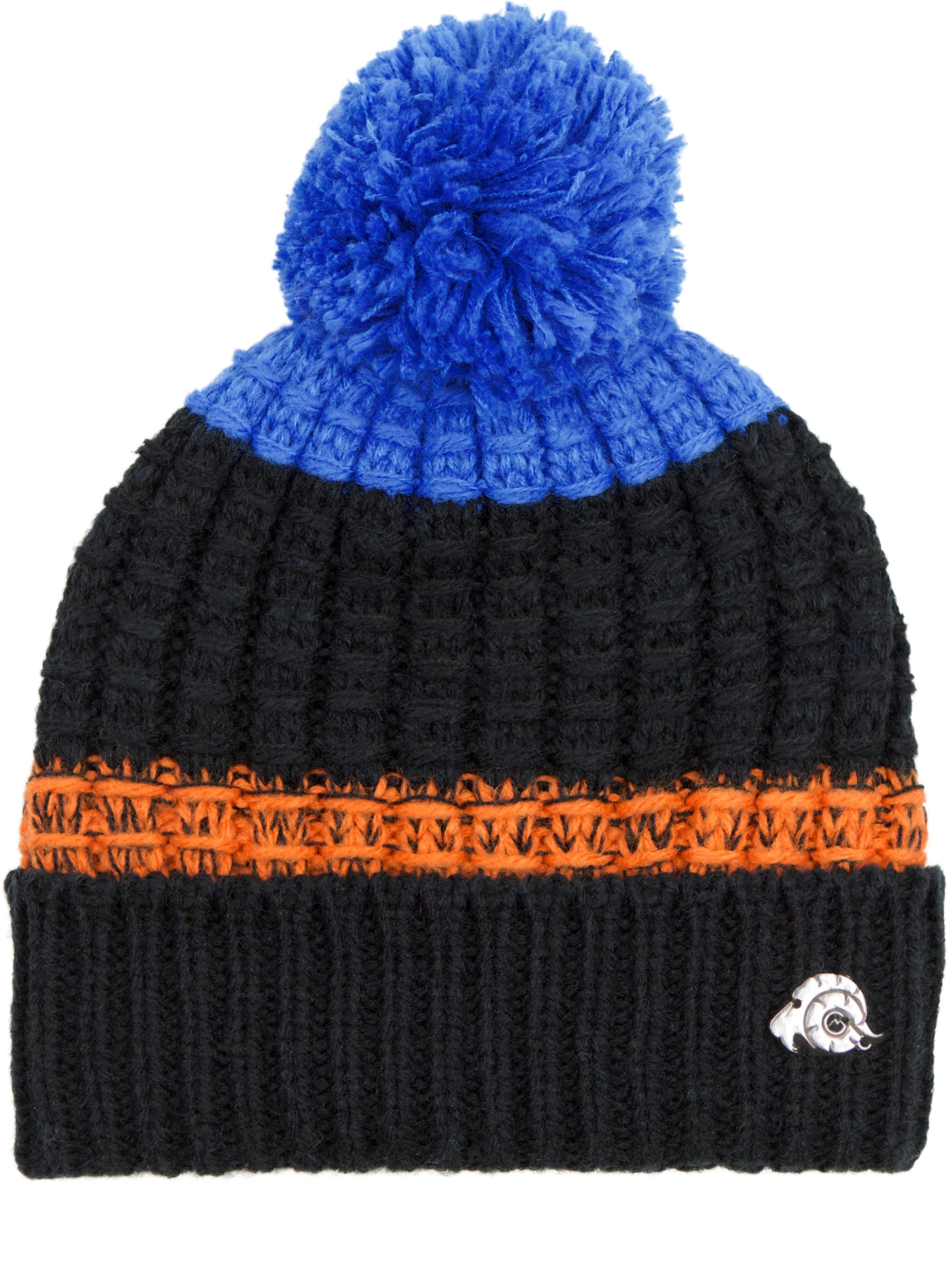 Guggen Mountain Beanie 'Mütze K109 Wintermütze mit Bommel und leichtem Fleecefutter' in Black: front
