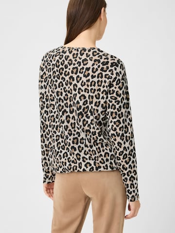 Olsen Langarmshirt, figurumspielend, modisches Leo-Allover-Dessin in Beige