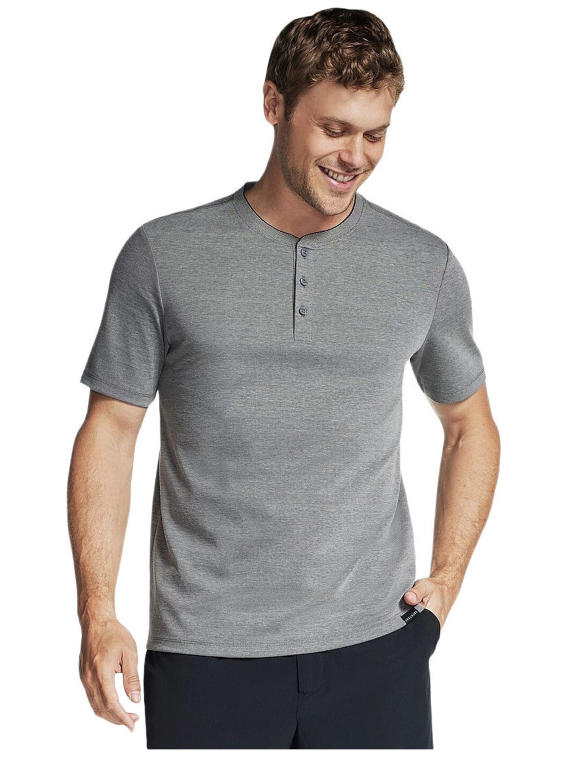 SKECHERS Shirt 'Skechers Off Duty Short Sleeve Henley'‌‌‌‌‌‌‌‌ in Grau