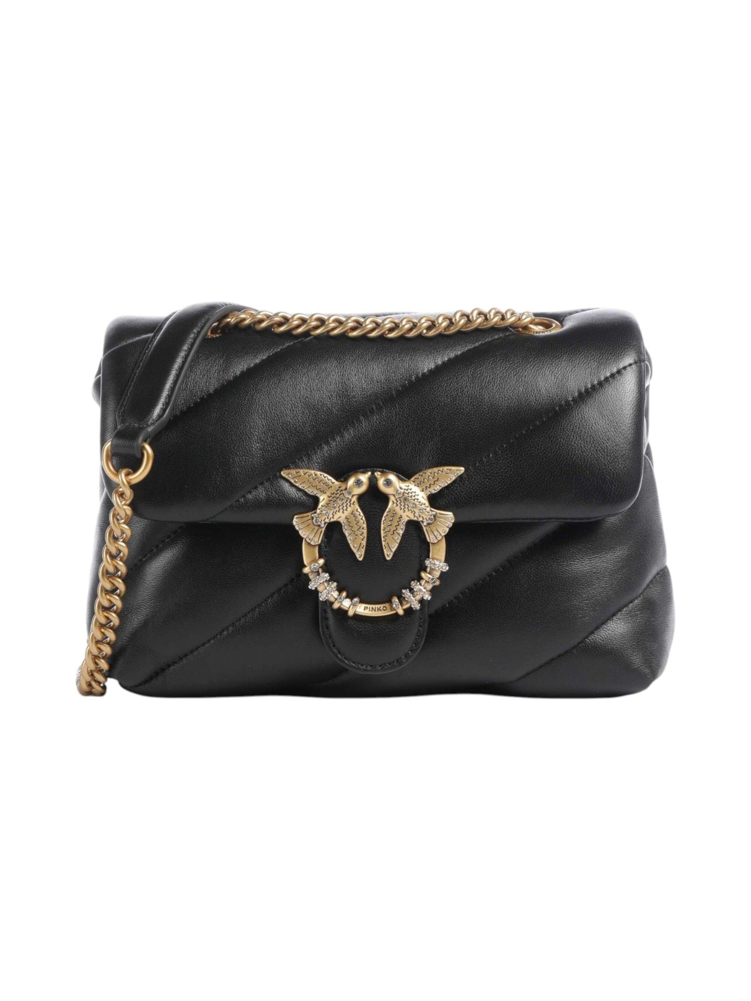 PINKO - Bolso de hombro 'Puff Mini New Buckle Sheep Nap' en negro: frente