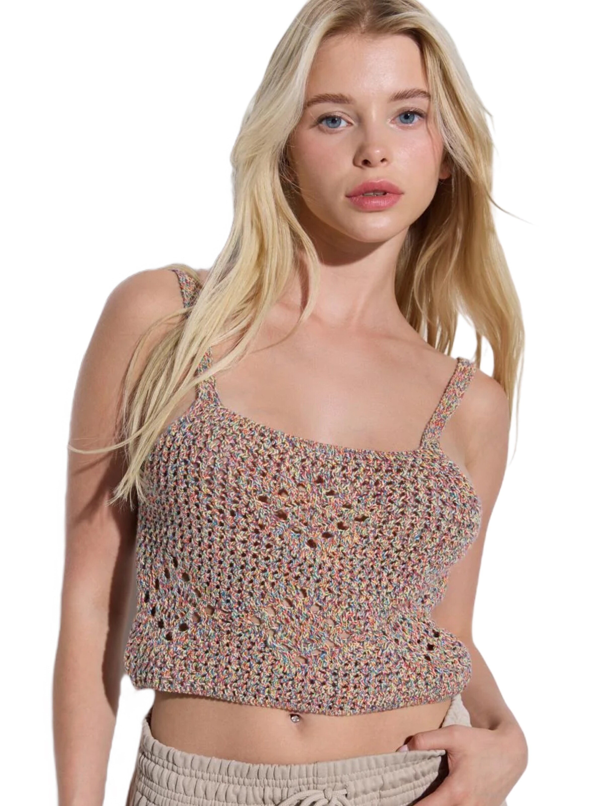 No Matter What Knitted top in Beige: front