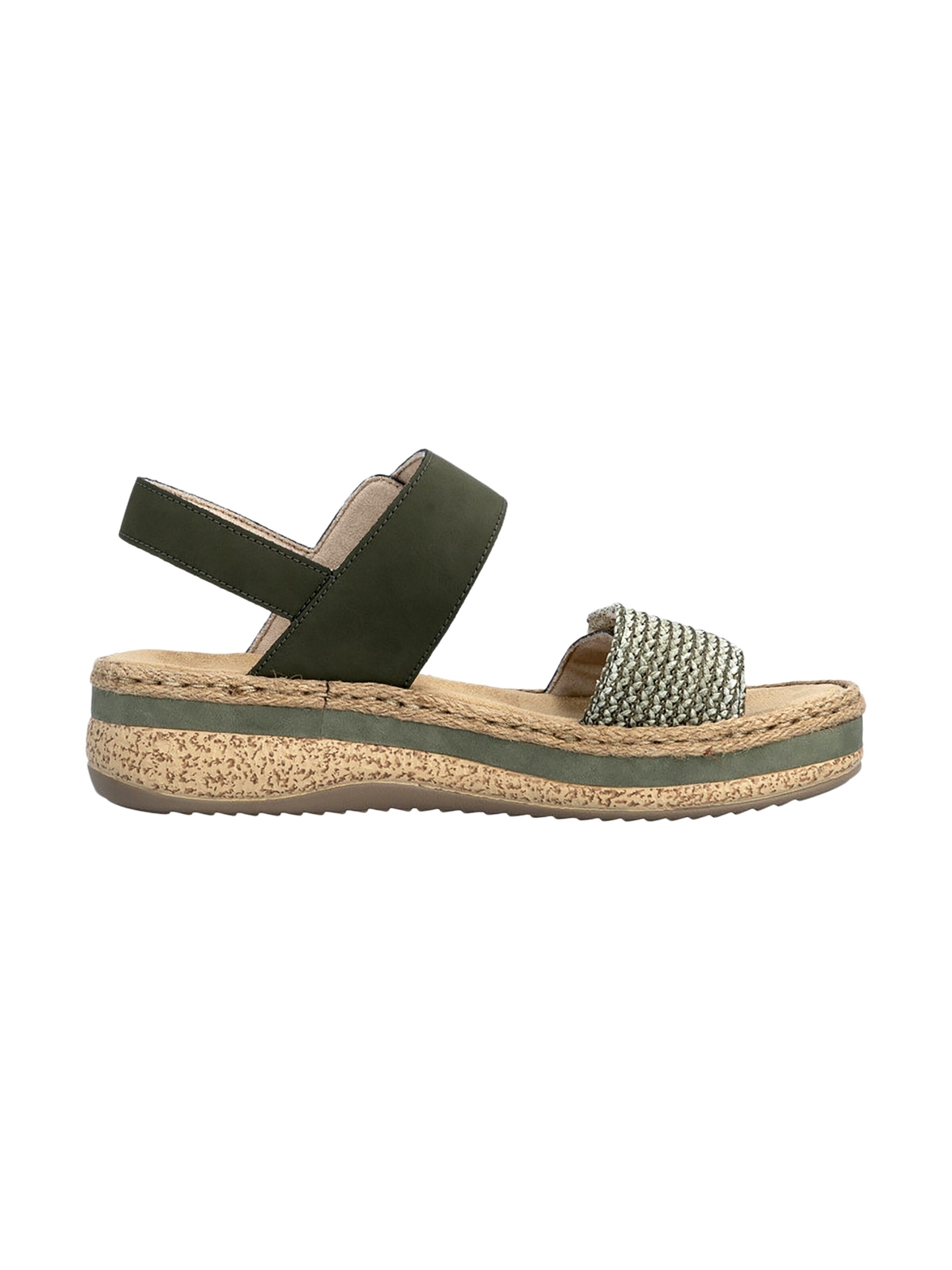 Rieker Sandały 'Rimo-Sandalen aus Leder mit Keilabsatz' w kolorze zielony