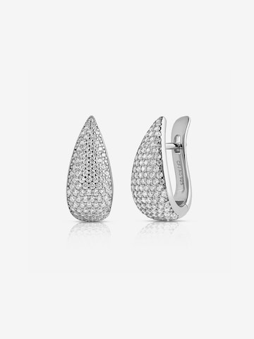 CLASSYANDFABULOUS Jewelry Earrings 'BOLD PAVÉ DROP' in Silver: front