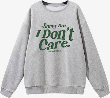 Pull-over 'Women's Crew Neck Oversized Sweatshirt with Slogan Print' GORHEY en gris : devant
