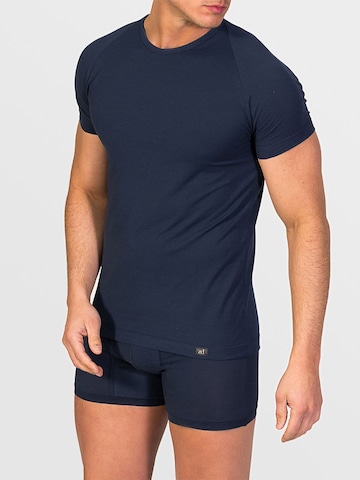 zd ZERO DEFECTS Unterhemd 'Crew-neck T-shirt Egiptian cotton' in Blau: Vorderseite