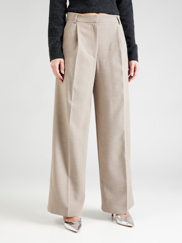 Wide Leg Pantalon à pince TOPSHOP en beige : devant