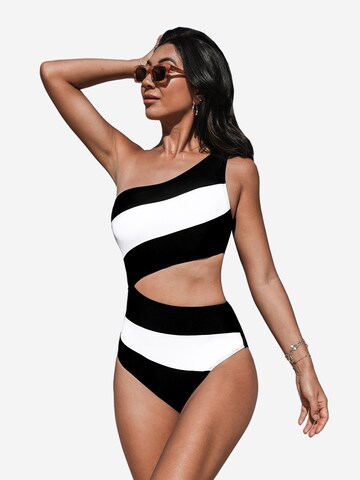 Cupshe Bustier Badeanzug in Schwarz: Vorderseite