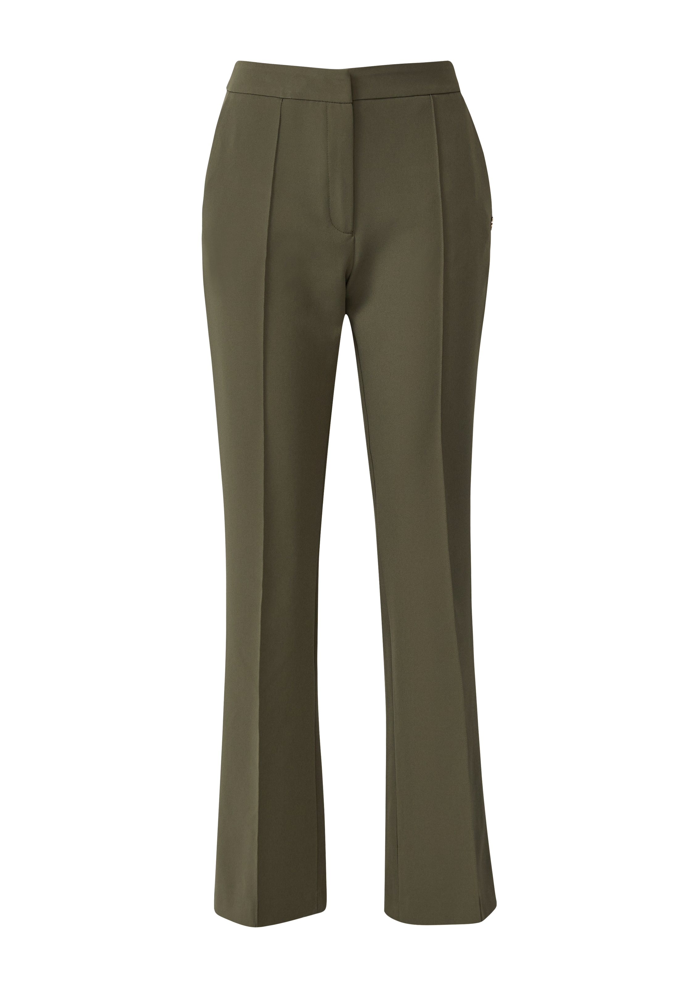 s.Oliver BLACK LABEL Flared Παντελόνι με τσάκιση σε πράσινο: μπροστά