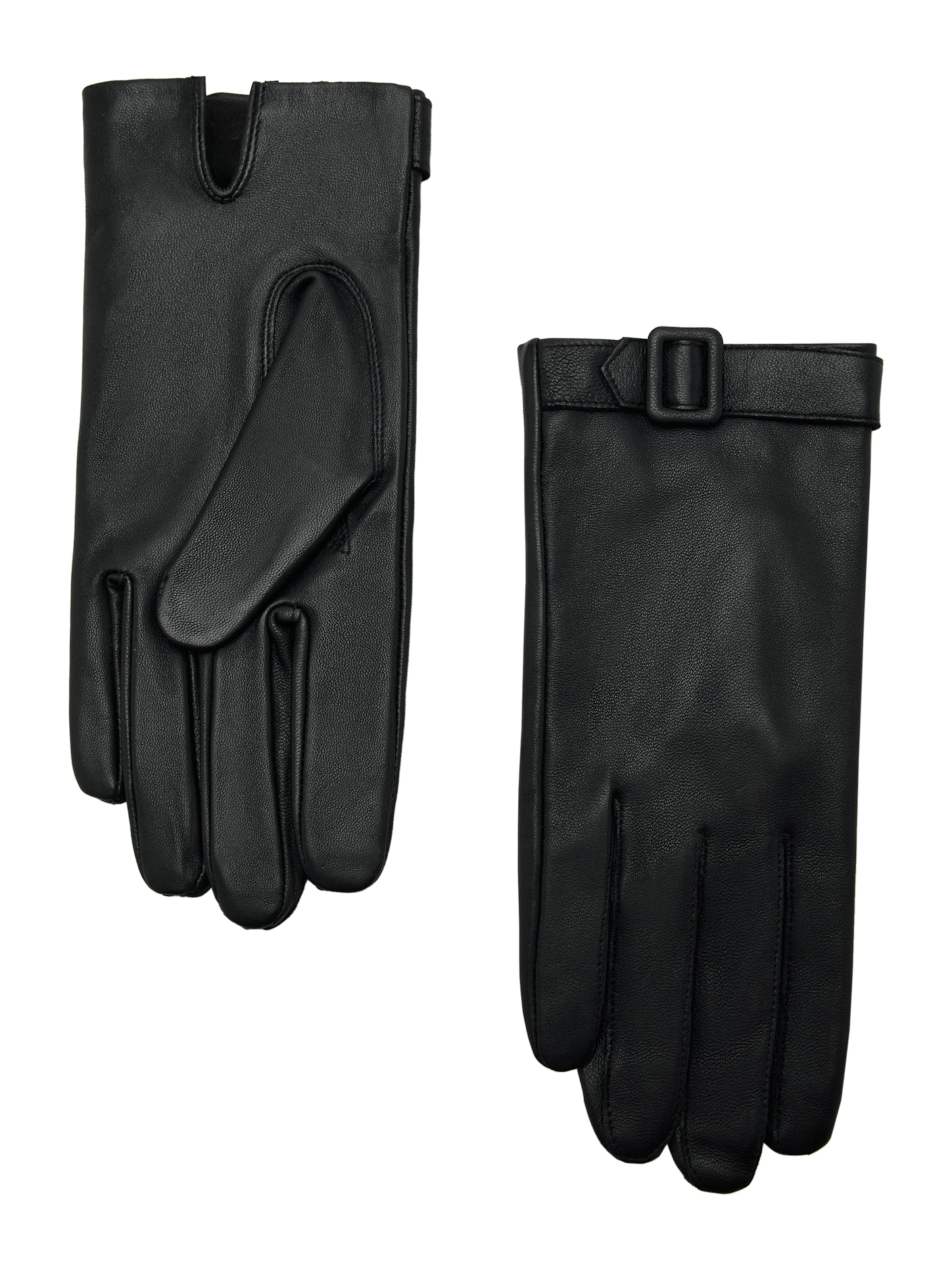 MANGO Prstové rukavice 'BELTY' - Čierna: predná strana