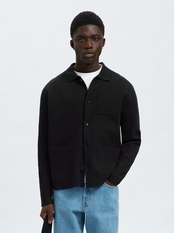 SELECTED Gebreid vest 'SLHMIKE' in Zwart: voorkant