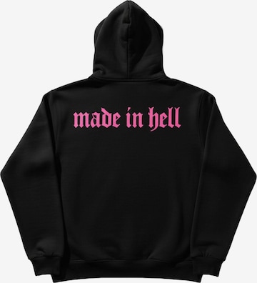 Kleidermafia Collegepaita 'Oversize Made in Hell Hoodie - Black and Lila' värissä musta: etupuoli