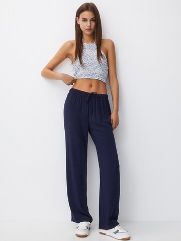 Wide leg Pantaloni de la Pull&Bear pe albastru