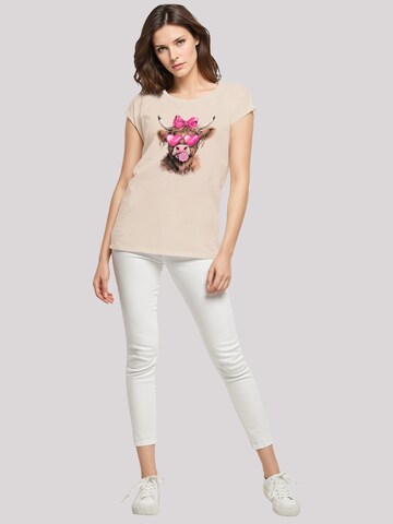 F4NT4STIC Shirt 'Highland Cow Valentinstag Sonnenbrille' in Beige