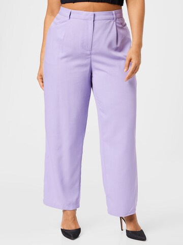 Noisy May Curve Regular Pleat-Front Pants 'ALMOND' in Purple: front